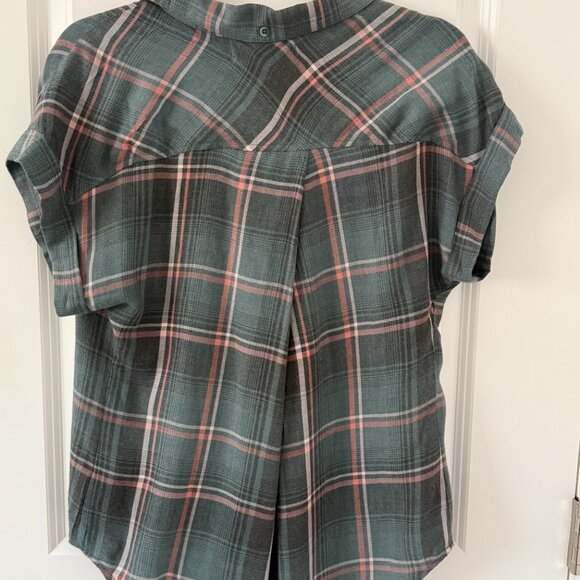 Cloth and Stone Anthropologie Women’s Small Plaid Short Sleeve Shirt Button Down - Picture 2 of 2